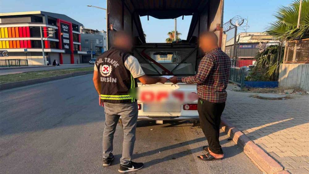 Sosyal medyadaki g&ouml;r&uuml;nt&uuml;ler ihbar oldu, kamyonet s&uuml;r&uuml;c&uuml;s&uuml;ne ceza kesildi
