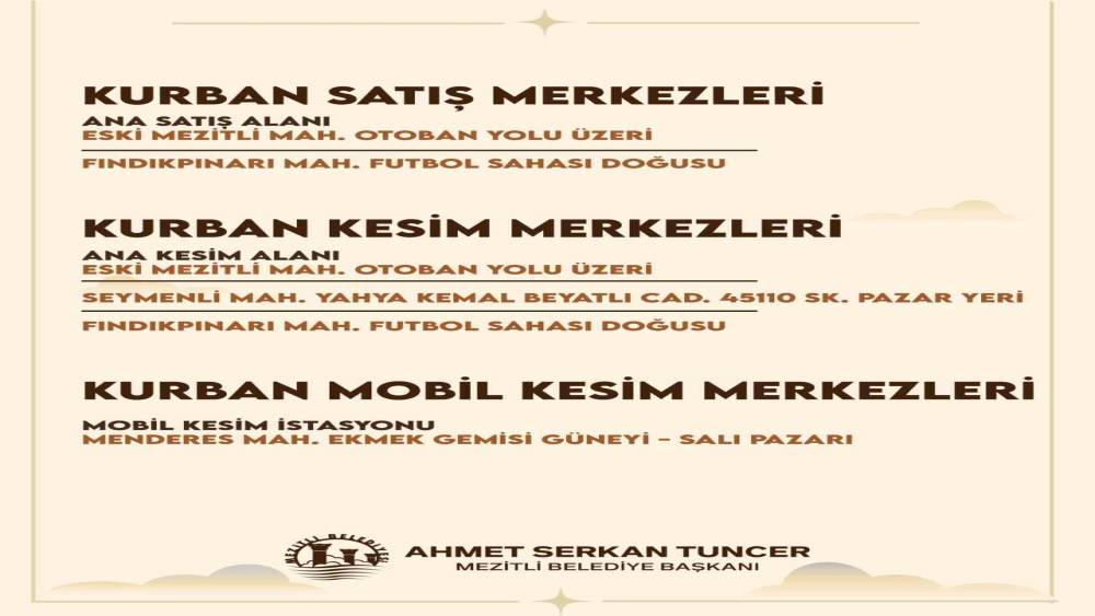 Mezitli&rsquo;de kurban kesim ve satış noktaları belirlendi
