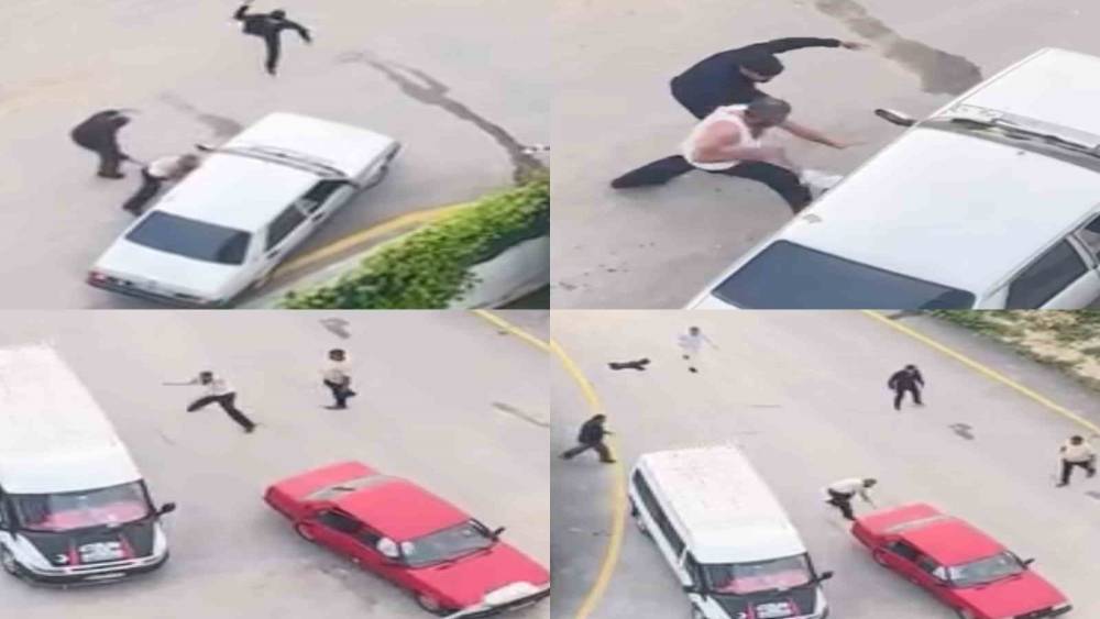 Taşlarla ara&ccedil;lara saldırdılar: Kavga anları kamerada
