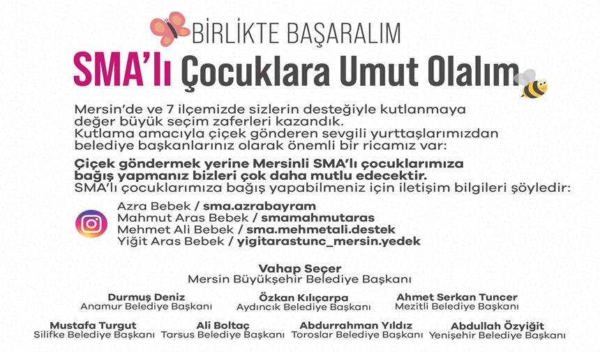 Başkan Seçer’den Anlamlı Çağrı: “Tebrik İçin Sma’lı Bebeklere Bağış Yapın”