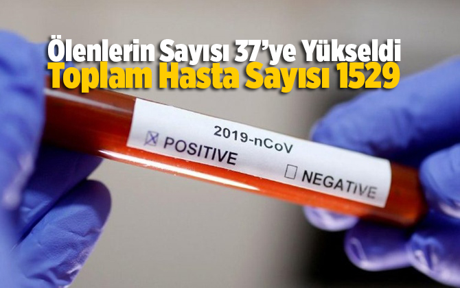 Korona Vir&uuml;sten &Ouml;lenlerin Sayısı 37'ye Y&uuml;kseldi, Hasta Sayısı 1529 Oldu