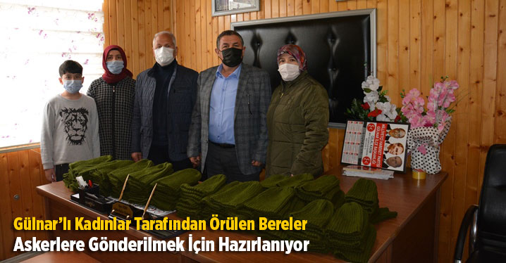 G&uuml;lnar&rsquo;lı Kadınlar Tarafından &Ouml;r&uuml;len Bereler Operasyon B&ouml;lgesindeki Askerlere G&ouml;nderilmek İ&ccedil;in Hazırlanıyor