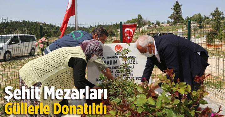 Şehit Mezarları G&uuml;llerle Donatıldı
