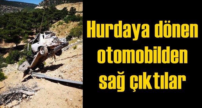 Hurdaya d&ouml;nen otomobilden sağ &ccedil;ıktılar