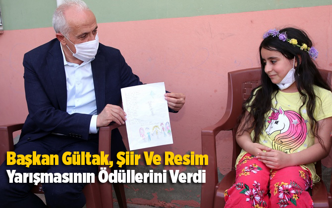 Başkan G&uuml;ltak, Şiir Ve Resim Yarışmasının Birincilerine &Ouml;d&uuml;llerini Verdi
