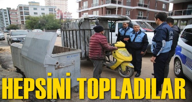 Erdemli Belediyesi zabıtasından kağıt toplayıcılarına operasyon